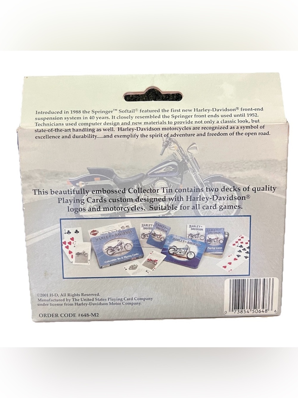 2001 Harley Davidson Springer Heritage Softail Collectible Tin & Playing Cards - Picture 2 of 4